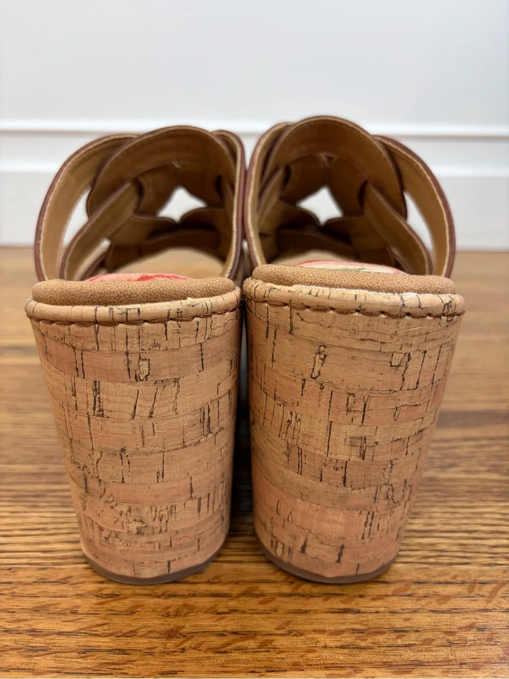 b.ø.c. Kora Brown Braided Leather Cork Wedge Slides (10)